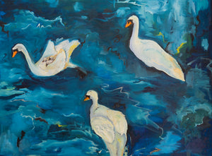 "Three Swans" Canvas Print